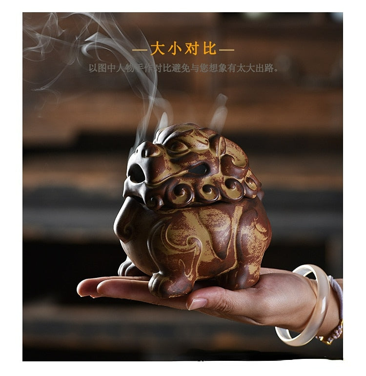 Lion Incense Burner Ceramic Incense Burner Zen Agarwood Plate Tea Table Household Ceramic Sandalwood Stove Ornaments acacuss
