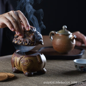 Lion Incense Burner Ceramic Incense Burner Zen Agarwood Plate Tea Table Household Ceramic Sandalwood Stove Ornaments acacuss