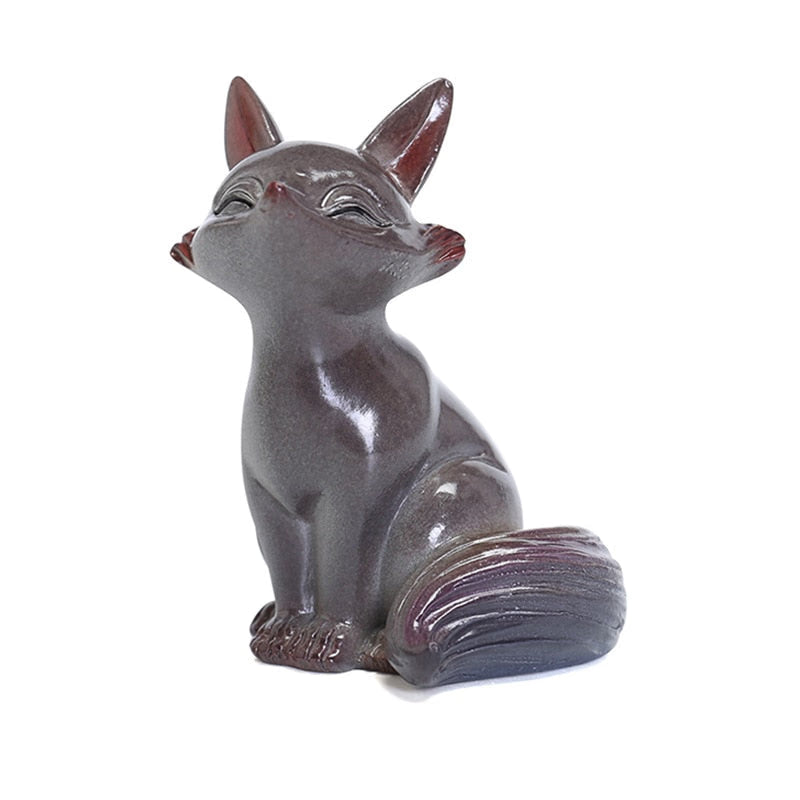 Little Fox Color-changing Tea Pet Ornament Creative Home Fox Tea Play Desktop Decoration Tea Set Tea Ceremony Accessories acacuss