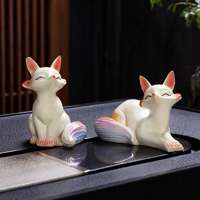 Little Fox Color-changing Tea Pet Ornament Creative Home Fox Tea Play Desktop Decoration Tea Set Tea Ceremony Accessories acacuss