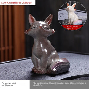 Little Fox Color-changing Tea Pet Ornament Creative Home Fox Tea Play Desktop Decoration Tea Set Tea Ceremony Accessories acacuss