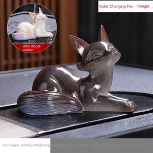 Little Fox Color-changing Tea Pet Ornament Creative Home Fox Tea Play Desktop Decoration Tea Set Tea Ceremony Accessories acacuss