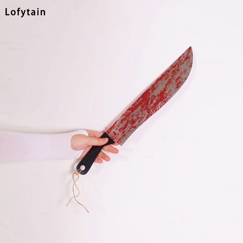 Lofytain 12pcs/lot Halloween Plastic Blood Knife Tools Sets Horror Spooky Haunted House Hanging Knife Garland Banner acacuss