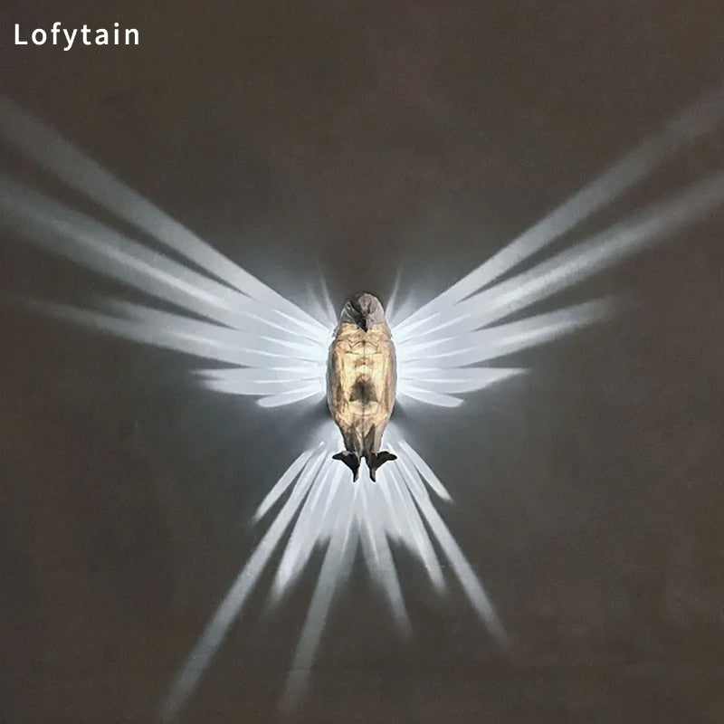 Lofytain LED Animal Projection Lamp Owl Lion Eagle Night Light Animal Wall Sconce Study Bedroom Decoration Ornaments acacuss