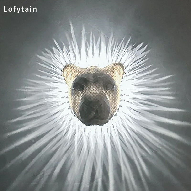 Lofytain LED Animal Projection Lamp Owl Lion Eagle Night Light Animal Wall Sconce Study Bedroom Decoration Ornaments acacuss