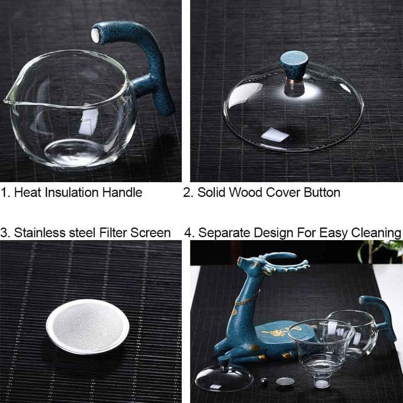 Loose leaf tea infuser for Herbal TEA Best tea Lover Gift | DEER tea infuser Organic Tea Gift Box with tea strainer - ACACUSS