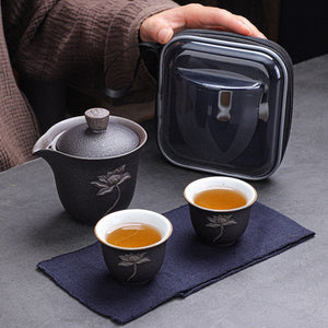 Lotus Kung Fu Travel Tea Set Ceramic Teapot Teacup Gaiwan Porcelain Teaset Kettles Teaware Sets Drinkware Tea Ceremony acacuss