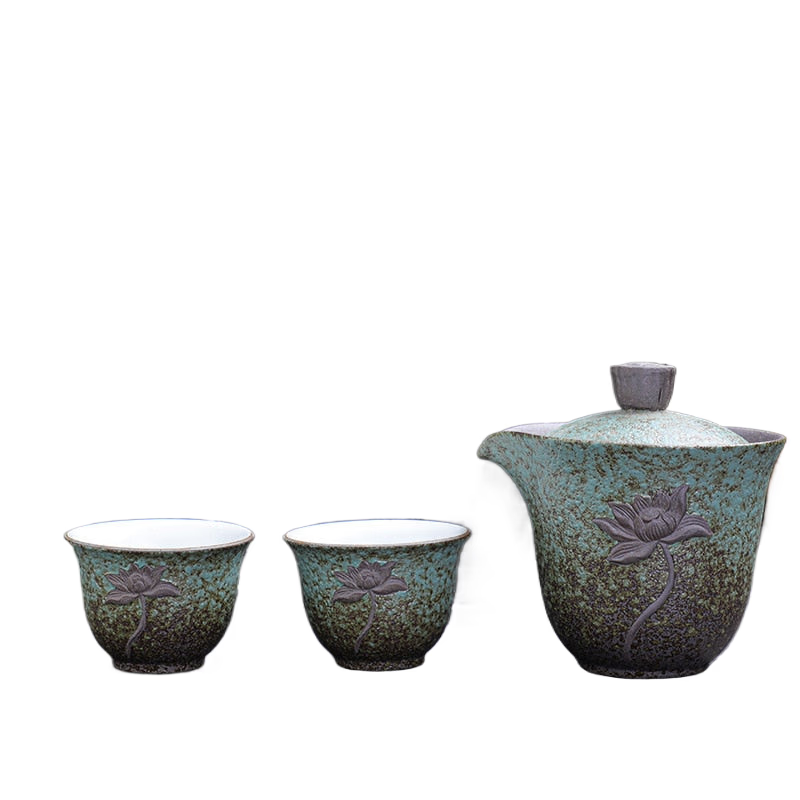 Lotus Kung Fu Travel Tea Set Ceramic Teapot Teacup Gaiwan Porcelain Teaset Kettles Teaware Sets Drinkware Tea Ceremony acacuss