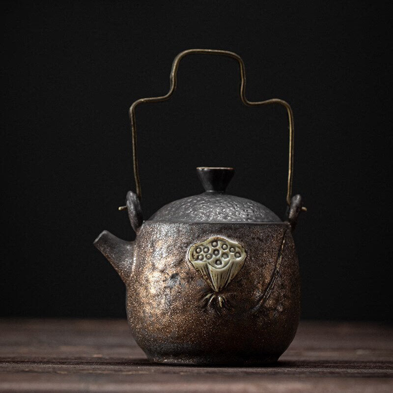 Lotus Pottery Kettle Vintage Teapot Ceremony Set Milk Oolong Tea Tie Guan Yin Jasmine Type Teaware acacuss