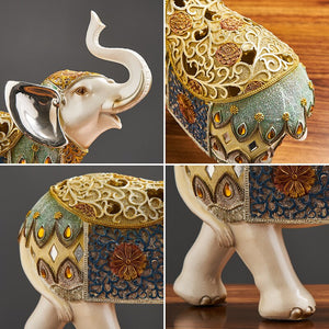 Lucky Elephant Statue Elephant Figurines Resin Office Miniatures Golden Feng Shui Elephant Ornament Home Decoration acacuss