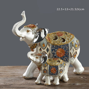 Lucky Elephant Statue Elephant Figurines Resin Office Miniatures Golden Feng Shui Elephant Ornament Home Decoration acacuss