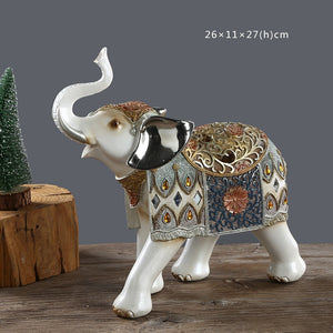 Lucky Elephant Statue Elephant Figurines Resin Office Miniatures Golden Feng Shui Elephant Ornament Home Decoration acacuss