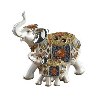 Lucky Elephant Statue Elephant Figurines Resin Office Miniatures Golden Feng Shui Elephant Ornament Home Decoration acacuss