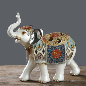 Lucky Elephant Statue Elephant Figurines Resin Office Miniatures Golden Feng Shui Elephant Ornament Home Decoration acacuss