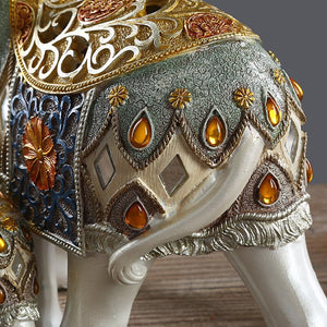 Lucky Elephant Statue Elephant Figurines Resin Office Miniatures Golden Feng Shui Elephant Ornament Home Decoration acacuss