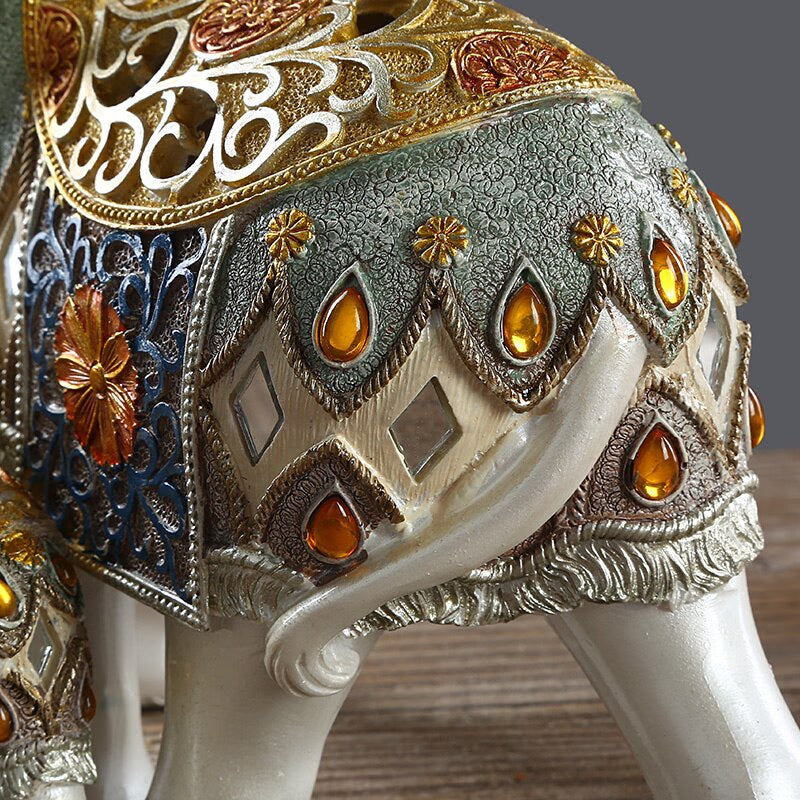 Lucky Elephant Statue Elephant Figurines Resin Office Miniatures Golden Feng Shui Elephant Ornament Home Decoration acacuss