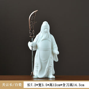 Lucky Guan Gong God Statue Guan Yu Ceramic Figure Living Room Wine Cabinet Office Desktop Tea Table Ornament Home Decor acacuss