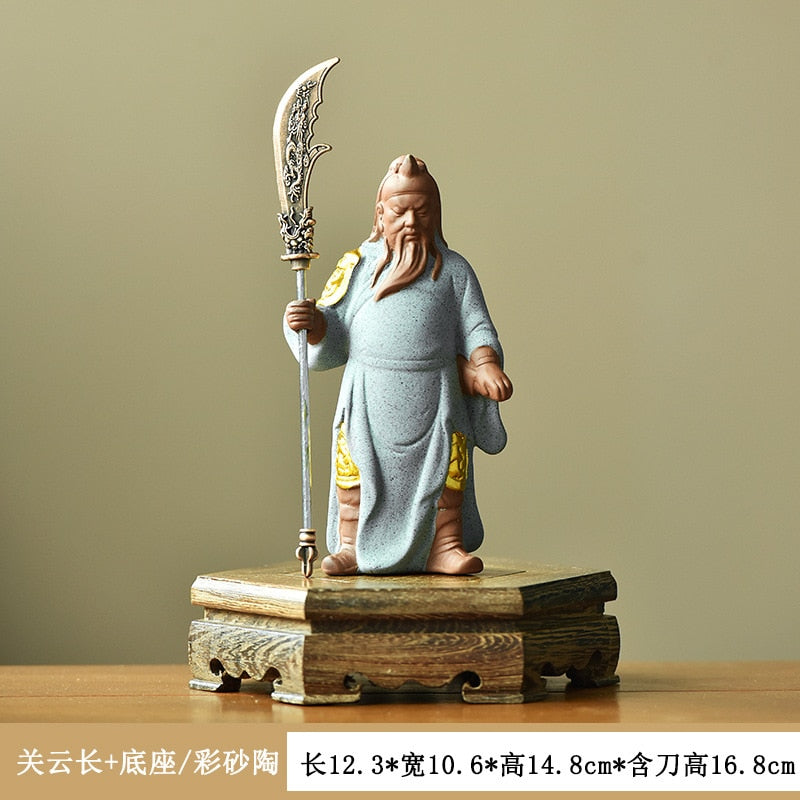 Lucky Guan Gong God Statue Guan Yu Ceramic Figure Living Room Wine Cabinet Office Desktop Tea Table Ornament Home Decor acacuss