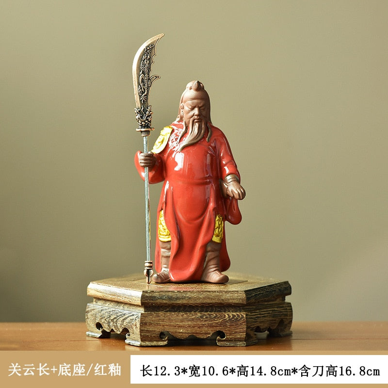 Lucky Guan Gong God Statue Guan Yu Ceramic Figure Living Room Wine Cabinet Office Desktop Tea Table Ornament Home Decor acacuss