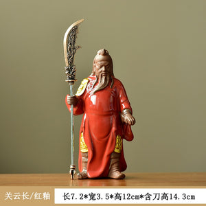 Lucky Guan Gong God Statue Guan Yu Ceramic Figure Living Room Wine Cabinet Office Desktop Tea Table Ornament Home Decor acacuss