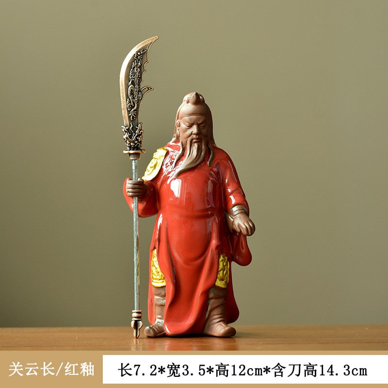 Lucky Guan Gong God Statue Guan Yu Ceramic Figure Living Room Wine Cabinet Office Desktop Tea Table Ornament Home Decor acacuss