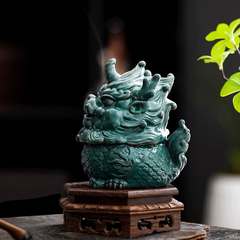 Lucky Kylin Incense Burners Dragon Incense Holder Incense Burner Sandalwood Censer Home Decor Craft Fengshui Fabulous Wild Beast acacuss