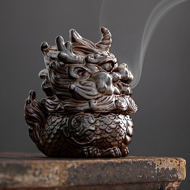 Lucky Kylin Incense Burners Dragon Incense Holder Incense Burner Sandalwood Censer Home Decor Craft Fengshui Fabulous Wild Beast acacuss