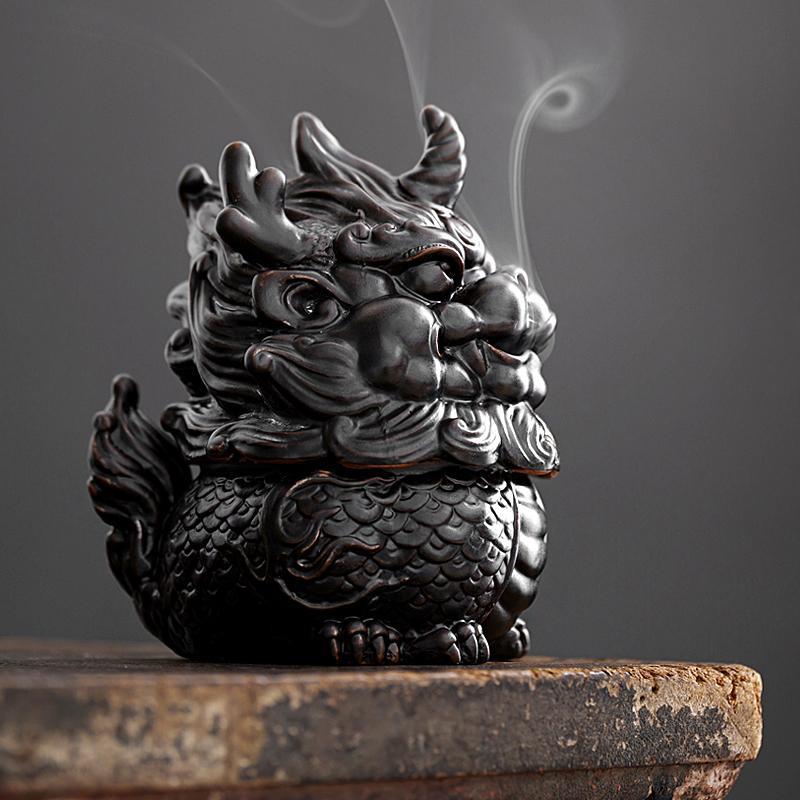 Lucky Kylin Incense Burners Dragon Incense Holder Incense Burner Sandalwood Censer Home Decor Craft Fengshui Fabulous Wild Beast acacuss