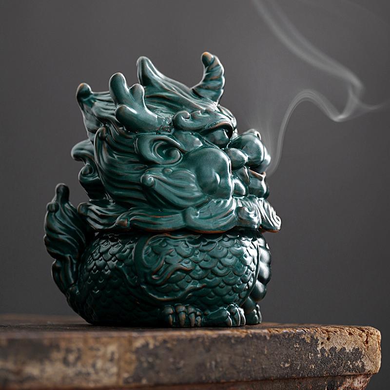 Lucky Kylin Incense Burners Dragon Incense Holder Incense Burner Sandalwood Censer Home Decor Craft Fengshui Fabulous Wild Beast acacuss
