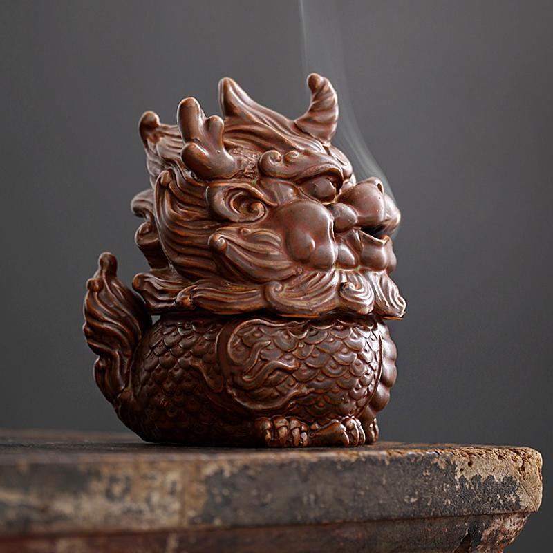 Lucky Kylin Incense Burners Dragon Incense Holder Incense Burner Sandalwood Censer Home Decor Craft Fengshui Fabulous Wild Beast acacuss