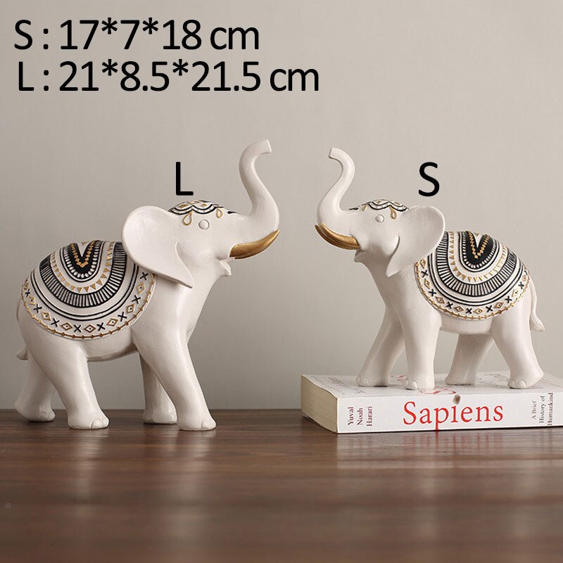 Lucky Mascot Antique Elephant Sculpture Home Living Room Decoration Furnishings TV Cabinet Bookcase Decor Ornament Birthday Gift acacuss