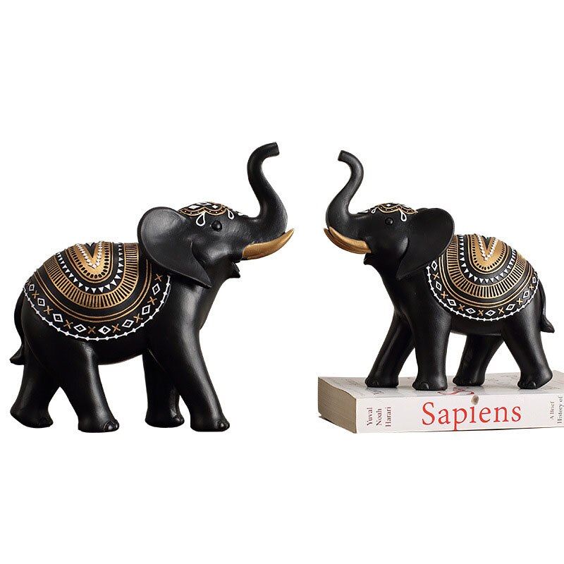 Lucky Mascot Antique Elephant Sculpture Home Living Room Decoration Furnishings TV Cabinet Bookcase Decor Ornament Birthday Gift acacuss