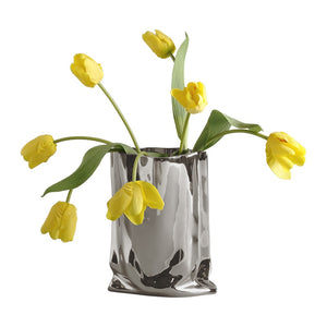 Luxury Ceramic Silver Plant Vase Electroplating Floral Living Room Flower Arrangement Hotel Art Pot Decoration Home Accessories acacuss