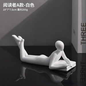 Luxury Creative Thinker Reading Sculptures Home Decor Accessories Living Room Office Study Little Figure Statues Art Room Decor acacuss
