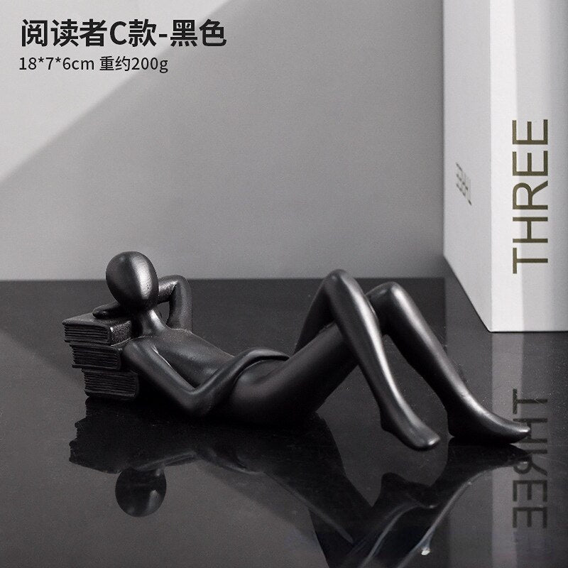 Luxury Creative Thinker Reading Sculptures Home Decor Accessories Living Room Office Study Little Figure Statues Art Room Decor acacuss