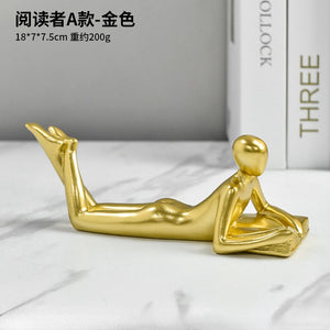 Luxury Creative Thinker Reading Sculptures Home Decor Accessories Living Room Office Study Little Figure Statues Art Room Decor acacuss