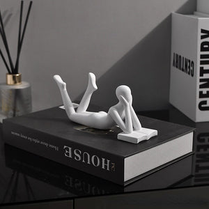 Luxury Creative Thinker Reading Sculptures Home Decor Accessories Living Room Office Study Little Figure Statues Art Room Decor acacuss