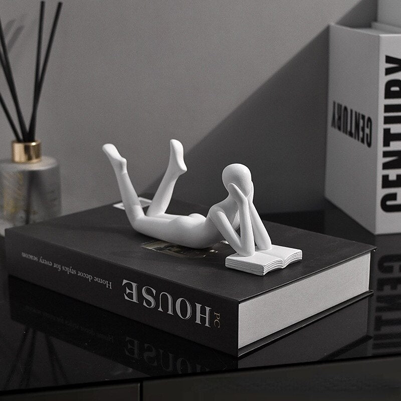 Luxury Creative Thinker Reading Sculptures Home Decor Accessories Living Room Office Study Little Figure Statues Art Room Decor acacuss