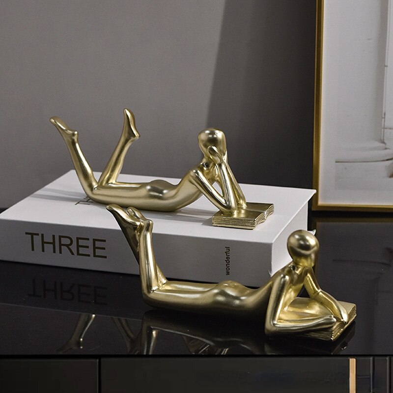 Luxury Creative Thinker Reading Sculptures Home Decor Accessories Living Room Office Study Little Figure Statues Art Room Decor acacuss