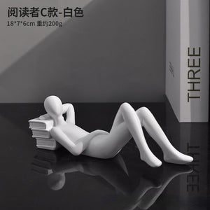 Luxury Creative Thinker Reading Sculptures Home Decor Accessories Living Room Office Study Little Figure Statues Art Room Decor acacuss