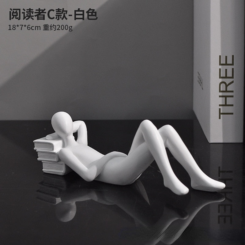 Luxury Creative Thinker Reading Sculptures Home Decor Accessories Living Room Office Study Little Figure Statues Art Room Decor acacuss