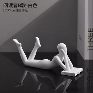 Luxury Creative Thinker Reading Sculptures Home Decor Accessories Living Room Office Study Little Figure Statues Art Room Decor acacuss