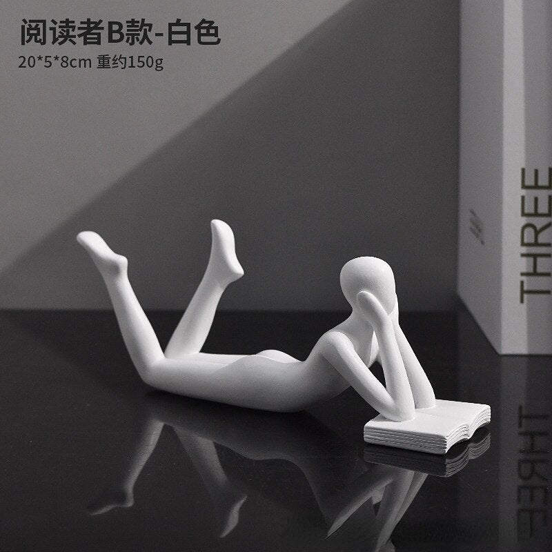 Luxury Creative Thinker Reading Sculptures Home Decor Accessories Living Room Office Study Little Figure Statues Art Room Decor acacuss