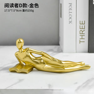 Luxury Creative Thinker Reading Sculptures Home Decor Accessories Living Room Office Study Little Figure Statues Art Room Decor acacuss