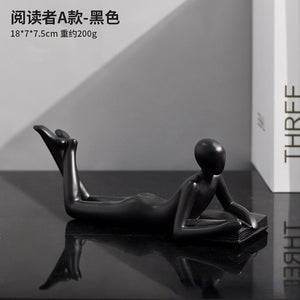 Luxury Creative Thinker Reading Sculptures Home Decor Accessories Living Room Office Study Little Figure Statues Art Room Decor acacuss
