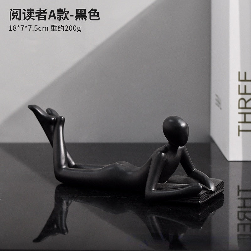 Luxury Creative Thinker Reading Sculptures Home Decor Accessories Living Room Office Study Little Figure Statues Art Room Decor acacuss