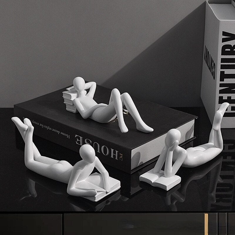 Luxury Creative Thinker Reading Sculptures Home Decor Accessories Living Room Office Study Little Figure Statues Art Room Decor acacuss