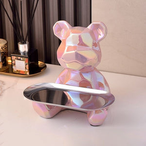 Luxury Porcelain Bear Storage Tray Nordic Creative Figurines Ornaments Porch Desk Home Decoration Keys Candy Storage Home Decor acacuss