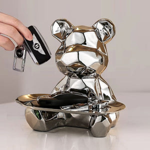 Luxury Porcelain Bear Storage Tray Nordic Creative Figurines Ornaments Porch Desk Home Decoration Keys Candy Storage Home Decor acacuss