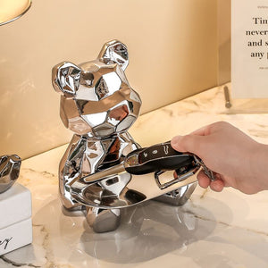 Luxury Porcelain Bear Storage Tray Nordic Creative Figurines Ornaments Porch Desk Home Decoration Keys Candy Storage Home Decor acacuss